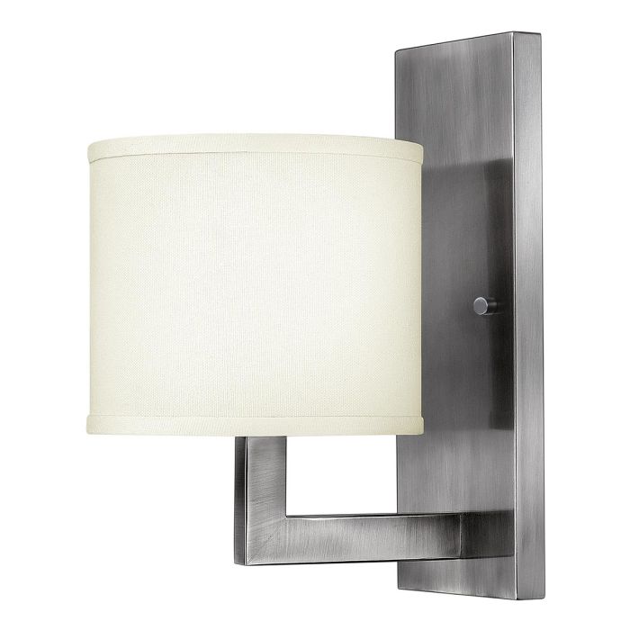 Hampton 1 Light Wall Light - Antique Nickel, Ivory Shade