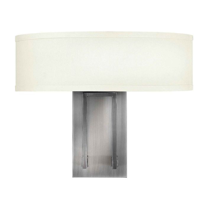Hampton 2 Light Wall Light - Antique Nickel, Ivory Shades