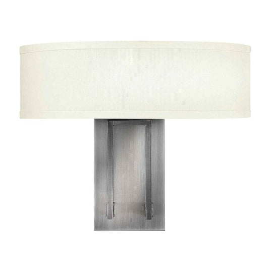 Hampton 2 Light Wall Light - Antique Nickel, Ivory Shades
