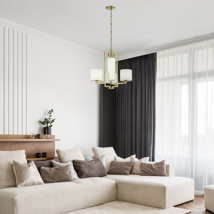 Hampton 4 lt Chandelier - Brushed Brass