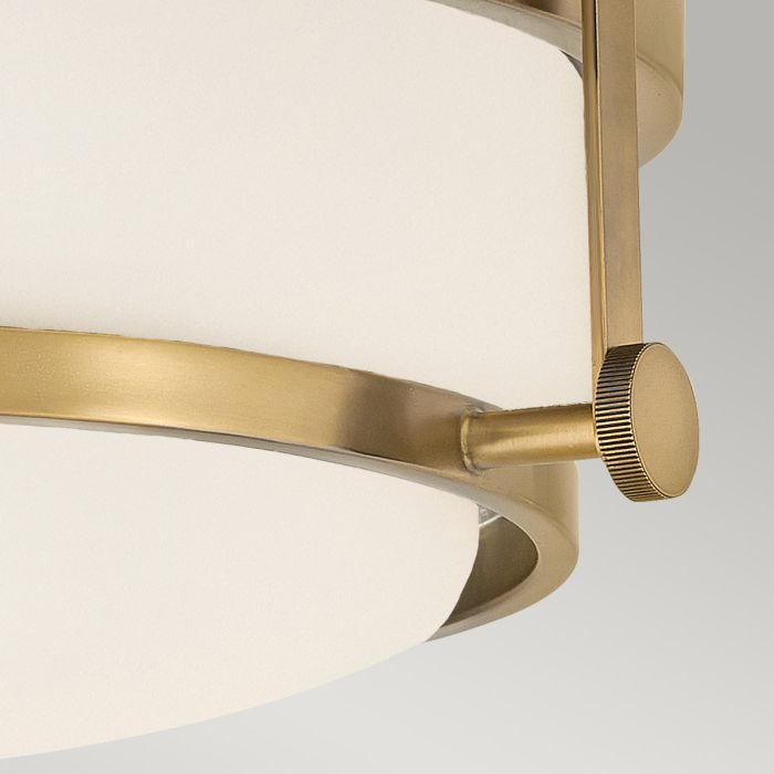 Harper 3 Light Flush - Heritage Brass, Steel, Opal Etched Glass