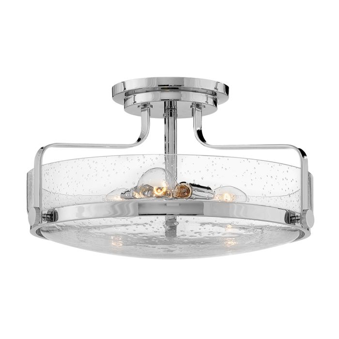 Harper 3 Light Medium Semi-Flush - Polished Chrome, Steel, Clear Seeded Glass