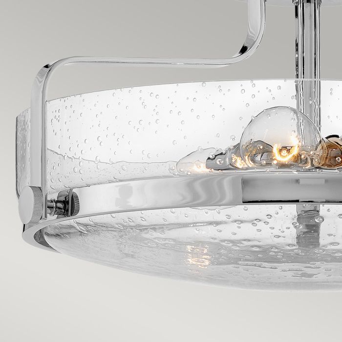 Harper 3 Light Medium Semi-Flush - Polished Chrome, Steel, Clear Seeded Glass