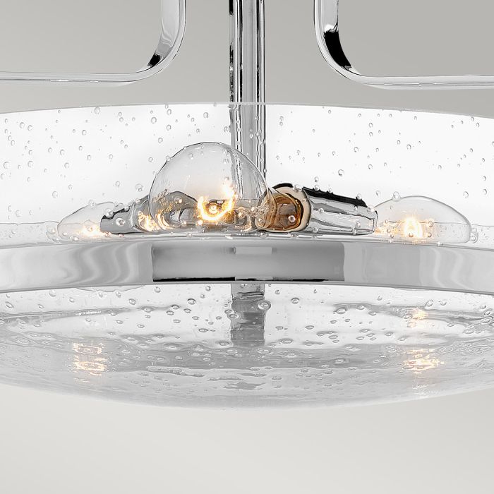 Harper 3 Light Medium Semi-Flush - Polished Chrome, Steel, Clear Seeded Glass