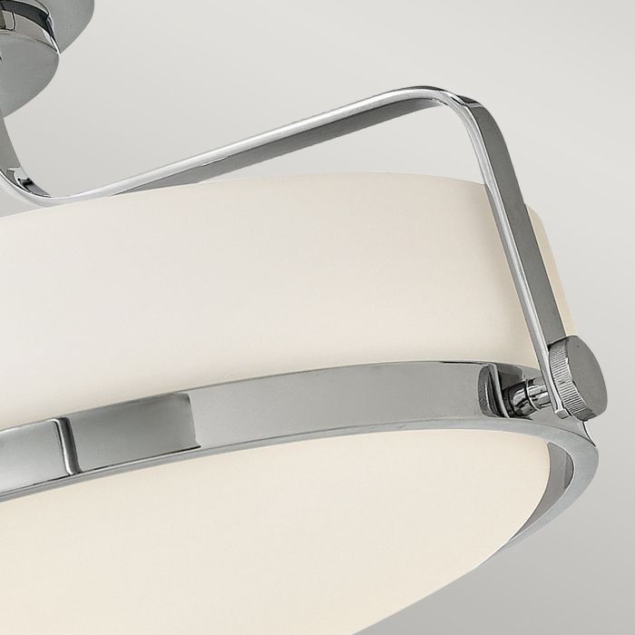 Harper 3 Light Medium Semi-Flush - Polished Chrome, Steel, Opal Etched Glass