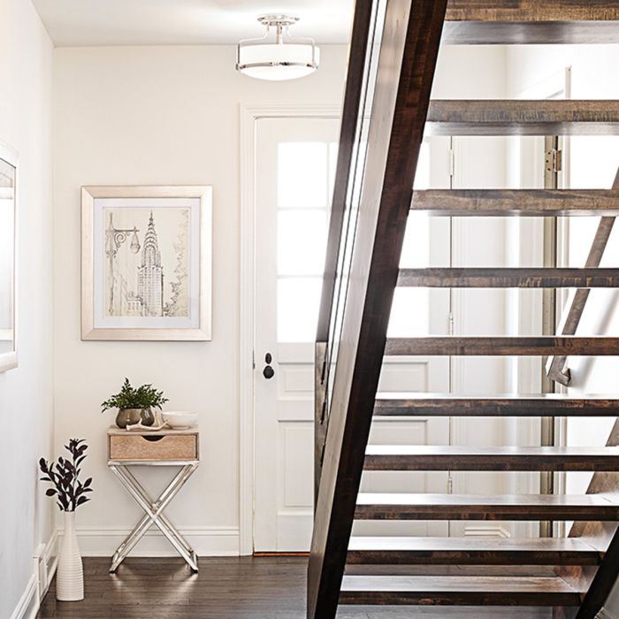 Harper 3 Light Medium Semi-Flush - Polished Chrome, Steel, Opal Etched Glass