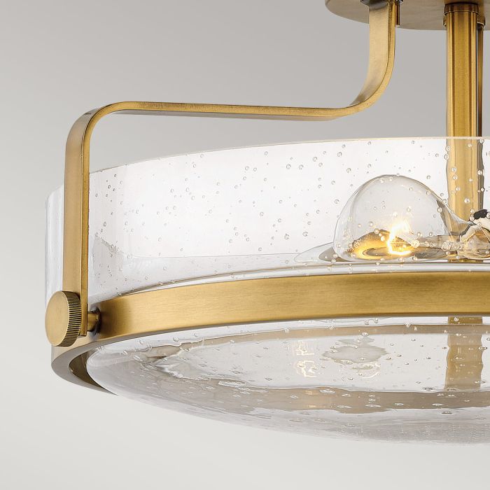Harper 3 Light Medium Semi-Flush - Heritage Brass, Steel, Clear Seeded Glass