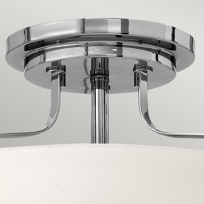 Harper 3 Light Small Semi-Flush - Polished Chrome, Steel, Opal Etched Glass