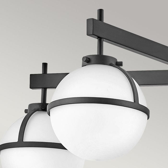 Hollis 5 Light Semi-Flush - Black, Steel, Opal Glass