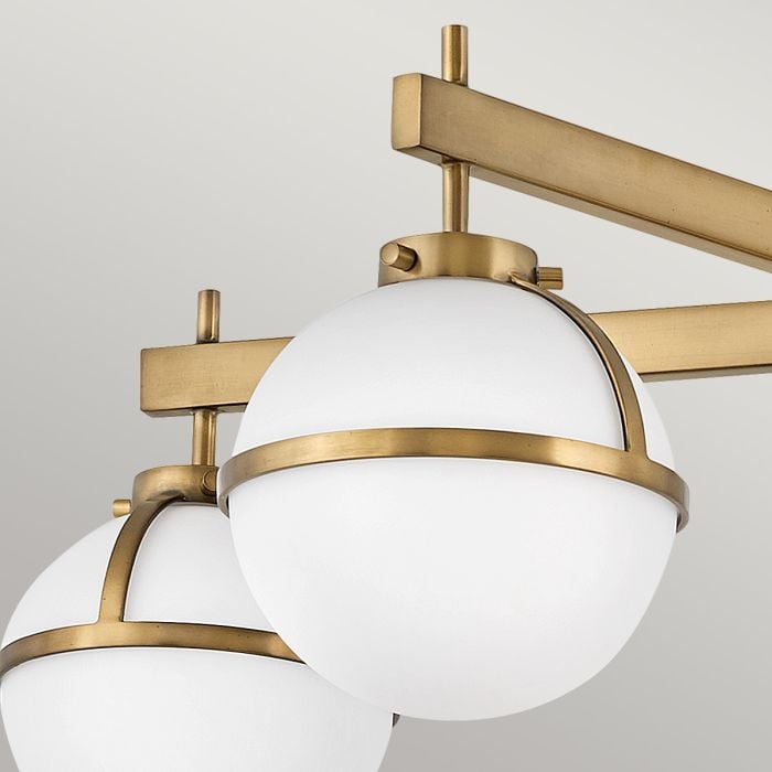 Hollis 5 Light Semi-Flush - Heritage Brass, Steel, Opal Glass
