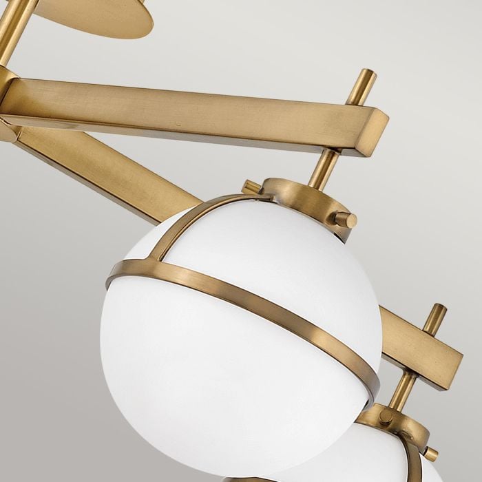 Hollis 5 Light Semi-Flush - Heritage Brass, Steel, Opal Glass