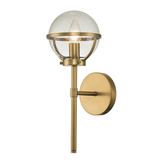 Hollis 1 Light Wall Light – Heritage Brass/Clear