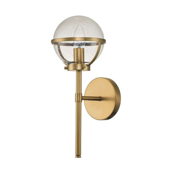 Hollis 1 Light Wall Light - Heritage Brass, Steel, Clear Seeded Glass
