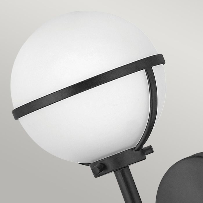 Hollis 1 Light Wall Light - Black, Steel, Opal Glass