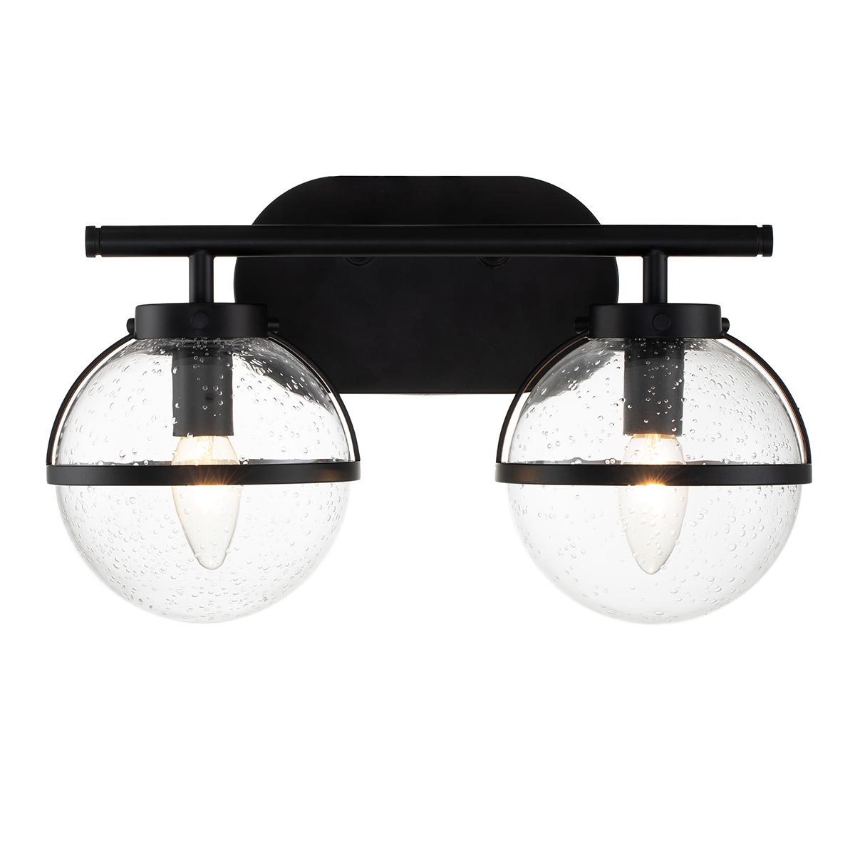 Hollis 2 Light Wall Light – Black/Clear