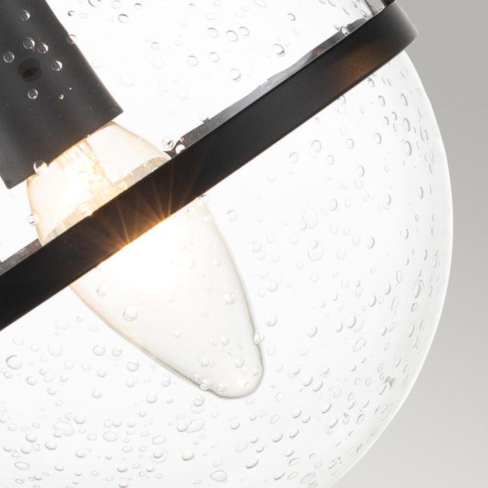 Hollis 2 Light Wall Light - Black, Steel, Clear Seeded Glass