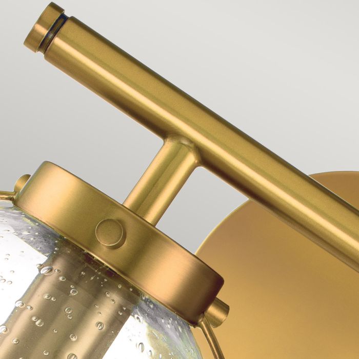 Hollis 2 Light Wall Light - Heritage Brass, Steel, Clear Seeded Glass