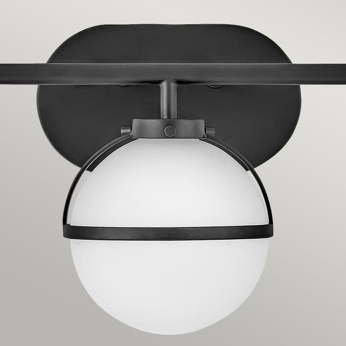 Hollis 3 Light Wall Light - Black, Steel, Opal Glass