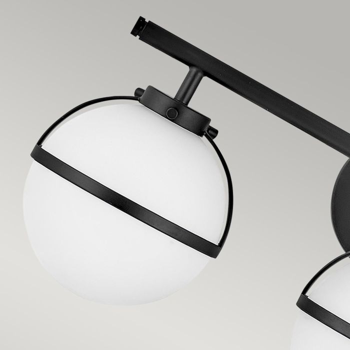 Hollis 3 Light Wall Light - Black, Steel, Opal Glass
