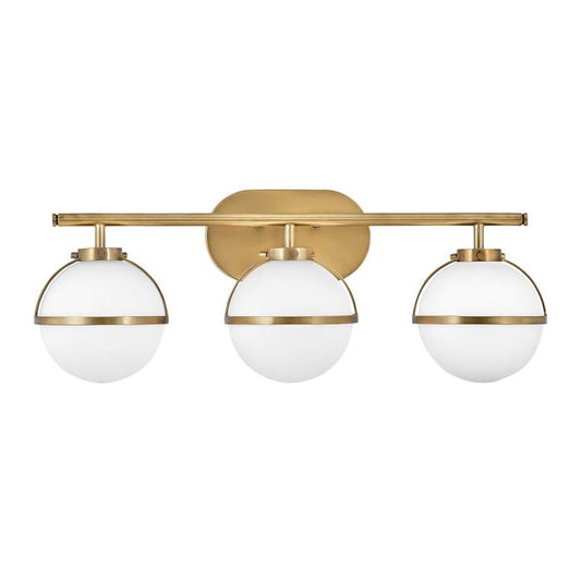 Hollis 3 Light Wall Light - Heritage Brass, Steel, Clear Seeded Glass