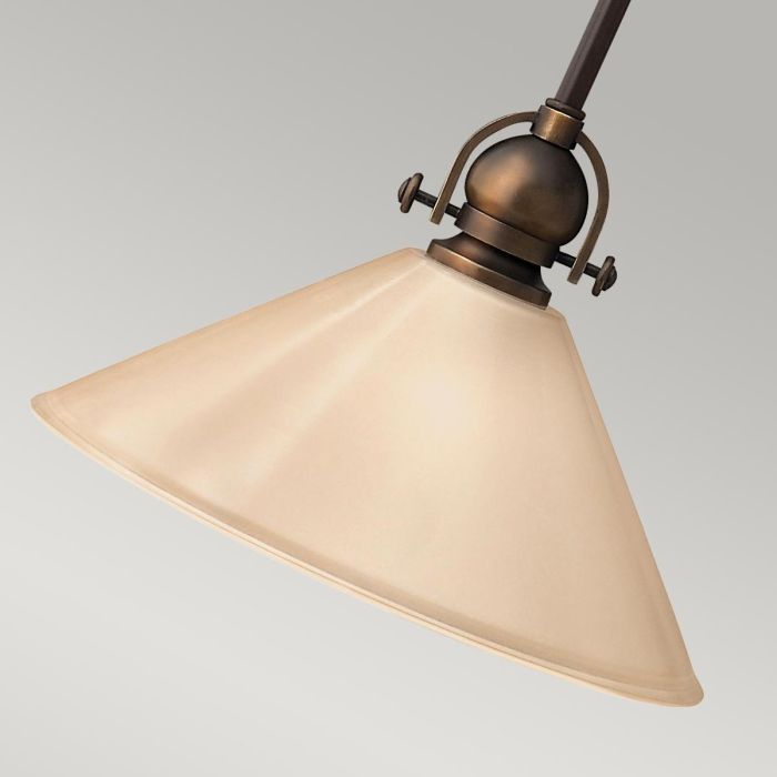 Mayflower 1 Light Mini Pendant - Olde Bronze, Steel, Etched Amber Glass