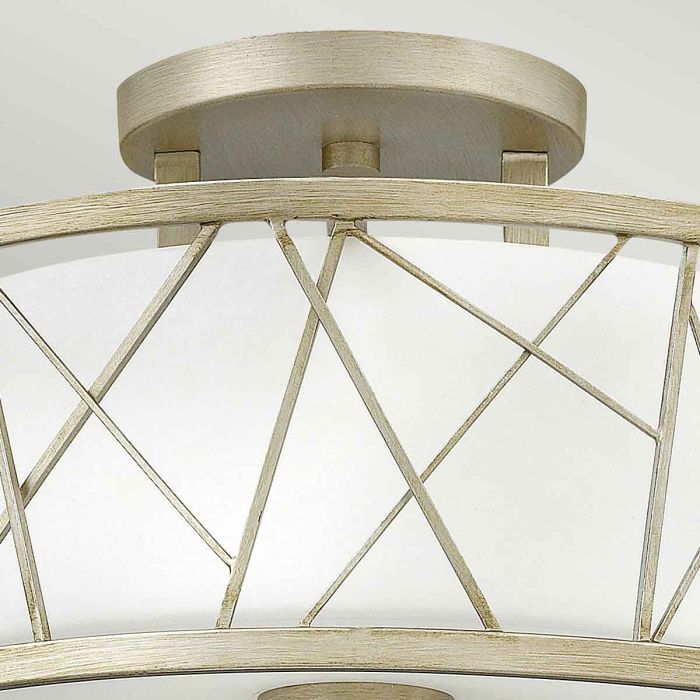 Nest 3 Light Semi-Flush - Silver Leaf, Linen Glass