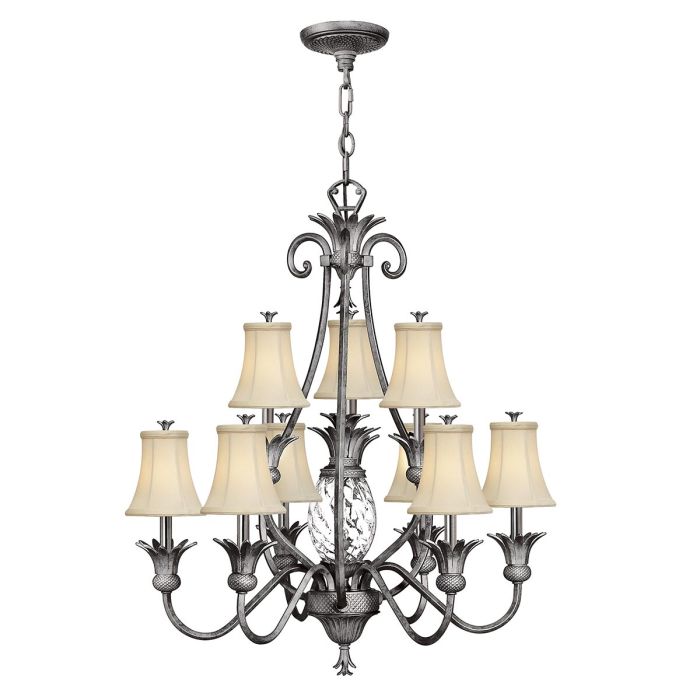 Plantation 10 Light Chandelier - Polished Antique Nickel