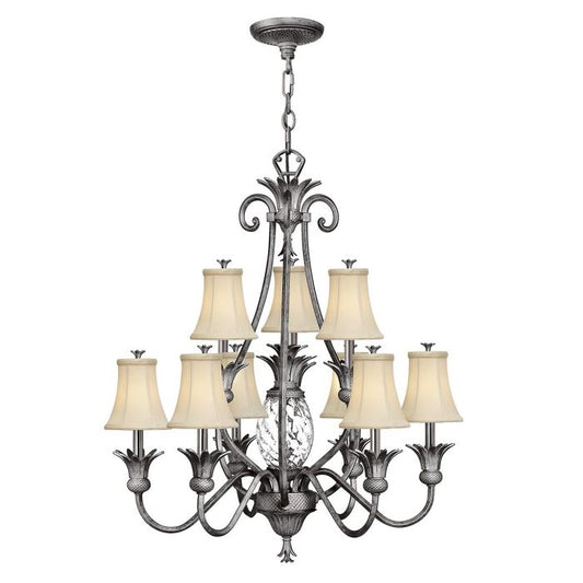 Plantation 10 Light Chandelier - Polished Antique Nickel