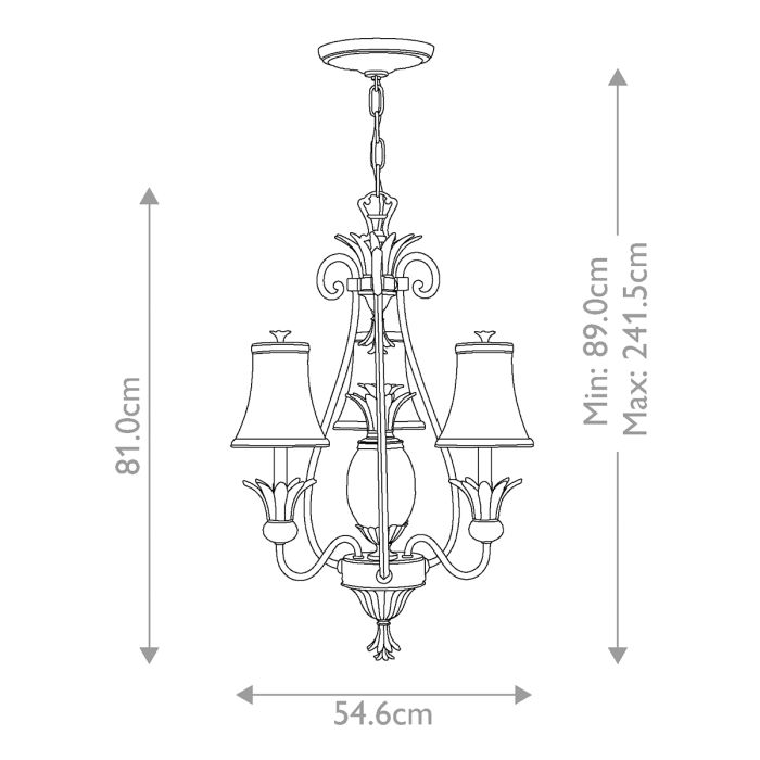 Plantation 3 Light Chandelier - Pearl Bronze