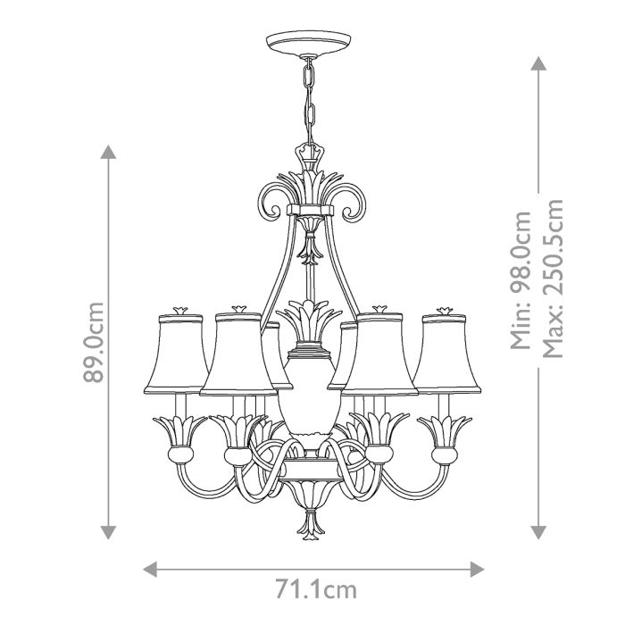 Plantation 7 Light Chandelier - Pearl Bronze