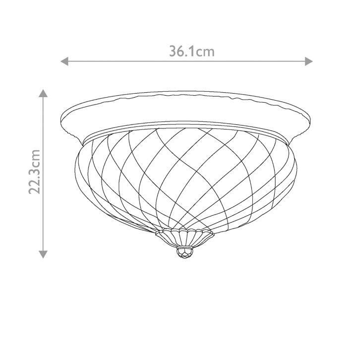 Plantation 3 Light Flush - Burnished Brass