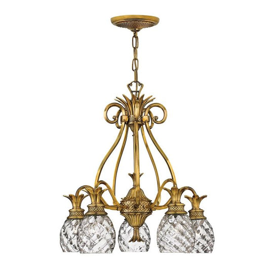 Plantation 5 Light Chandelier - Burnished Brass