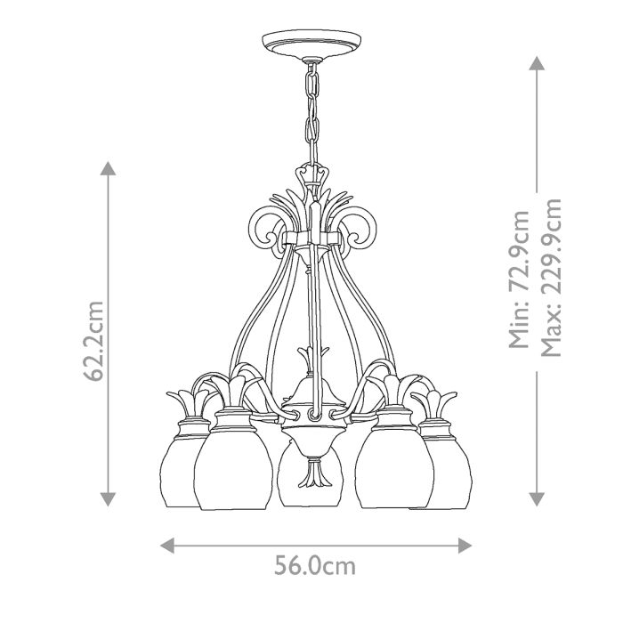 Plantation 5 Light Chandelier - Burnished Brass