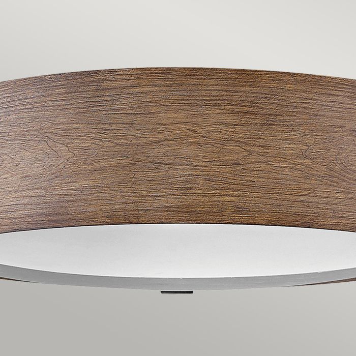 Sawyer Flush Ceiling Light - Sequoia wood effect with rust Iron accents