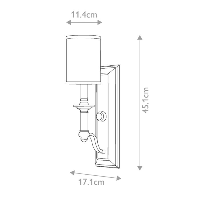 Sussex 1 Light Wall Light - Brushed Nickel