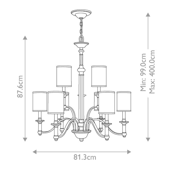 Sussex 9 Light Chandelier - Brushed Nickel