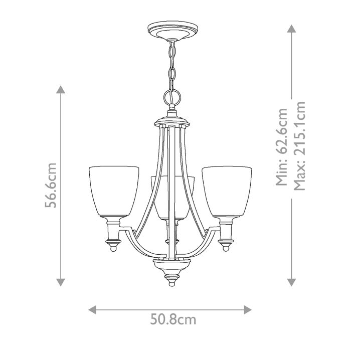 Truman 3 Light Chandelier - Antique Nickel