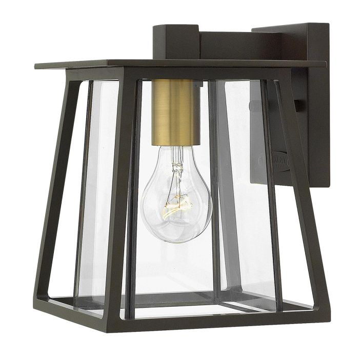 Walker 1 Light Small Wall Lantern - Buckeye Bronze with Heritage Brass