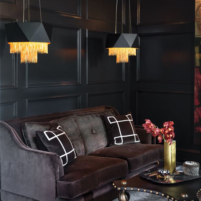 Zuma 6 Light Pendant - Satin Black / Gold