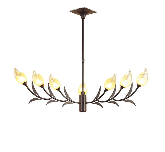 Holland Telescopic Pendant 9 Light G9, Brown/Black Oxide by Mantra