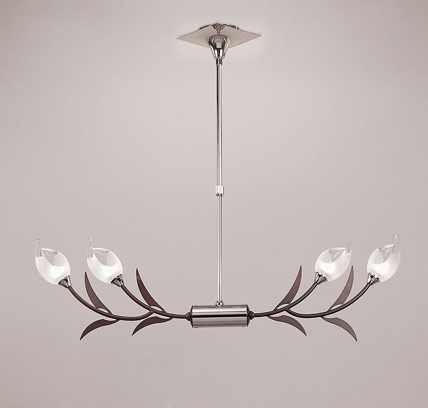 Holland Telescopic Linear Pendant Line 4 Light G9, Polished Chrome, Wenge by Mantra