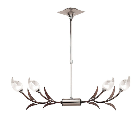 Holland Telescopic Linear Pendant Line 4 Light G9, Polished Chrome, Wenge by Mantra