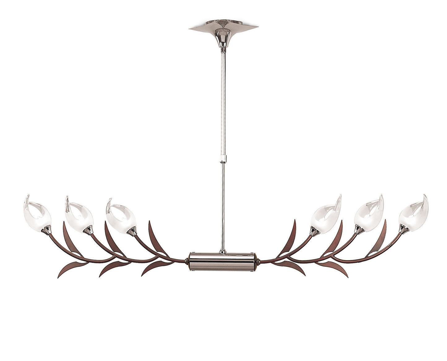 Holland Telescopic Linear Pendant Line 6 Light G9, Polished Chrome, Wenge by Mantra