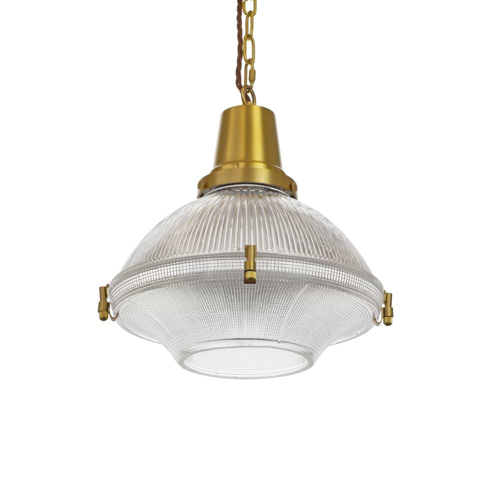 Soho Lighting Hollen Lacquered Aged Brass Brimmed Dome Pendant Light - The Schoolhouse Collection
