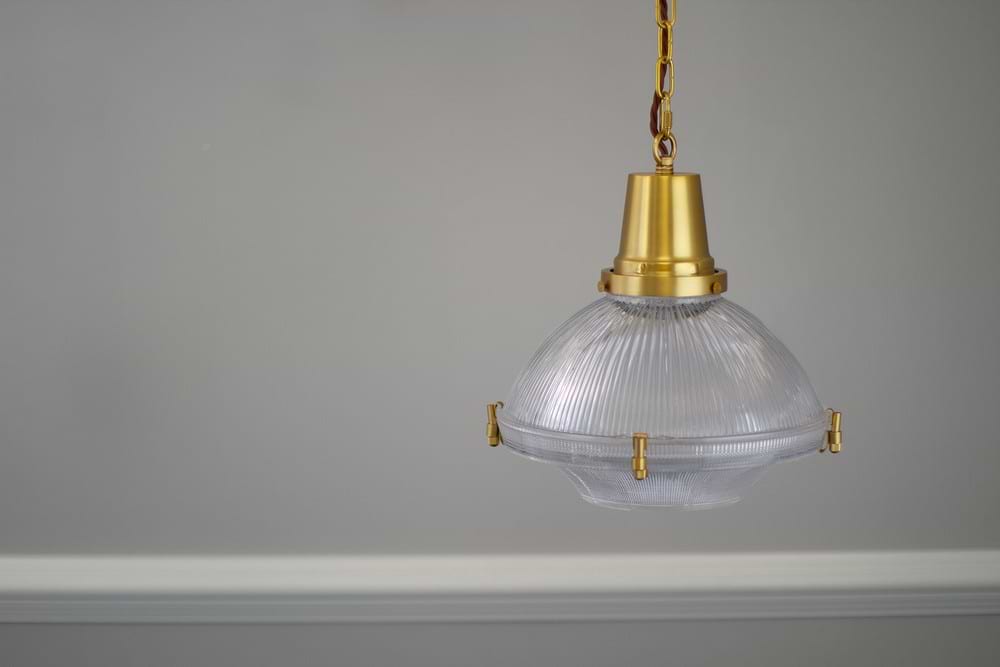 Soho Lighting Hollen Lacquered Aged Brass Brimmed Dome Pendant Light - The Schoolhouse Collection