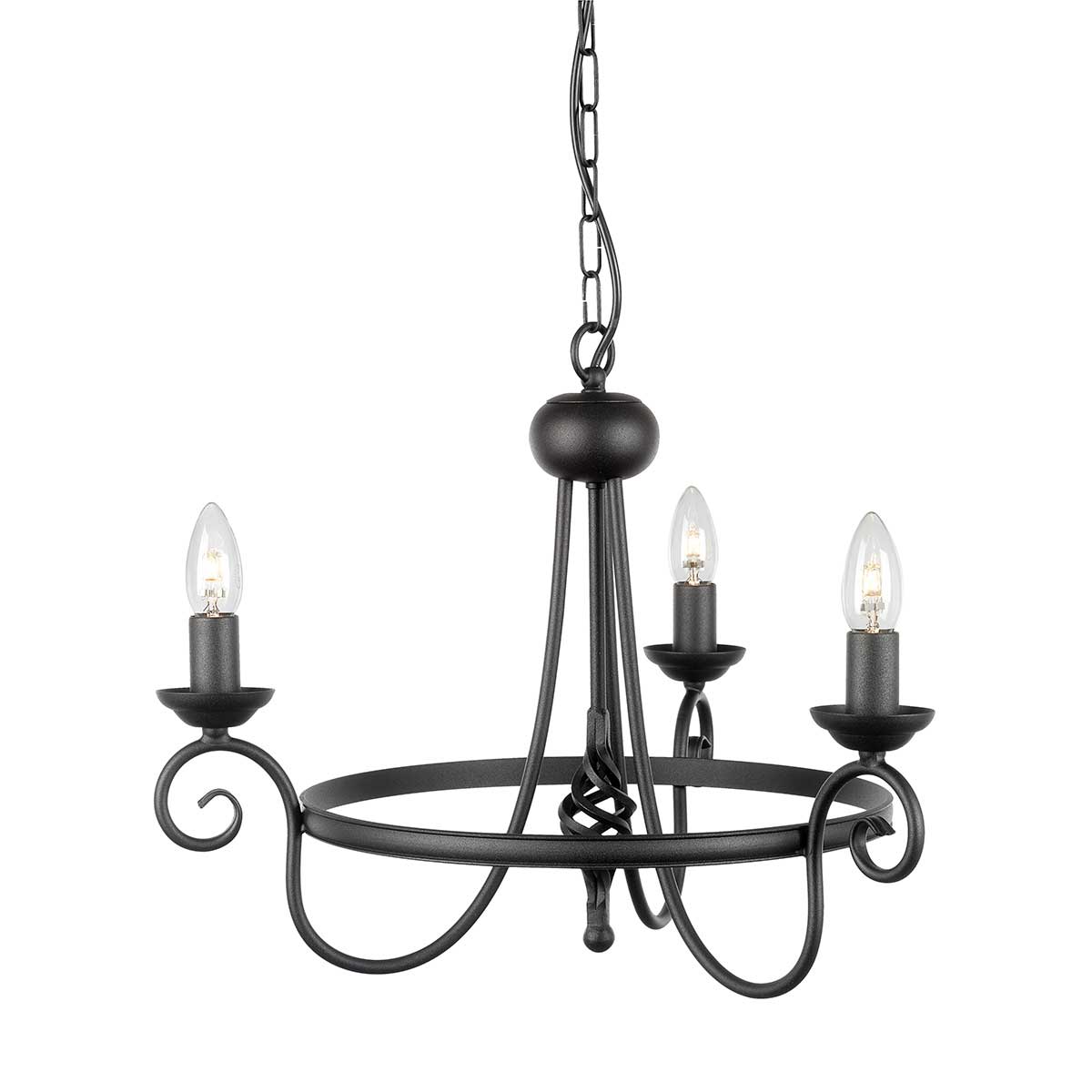 Harlech 3 Light Chandelier – Black