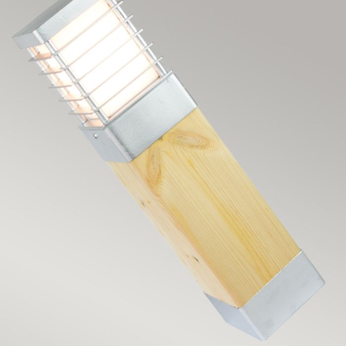 Halmstad Medium Bollard Natural Wood & Galvanised