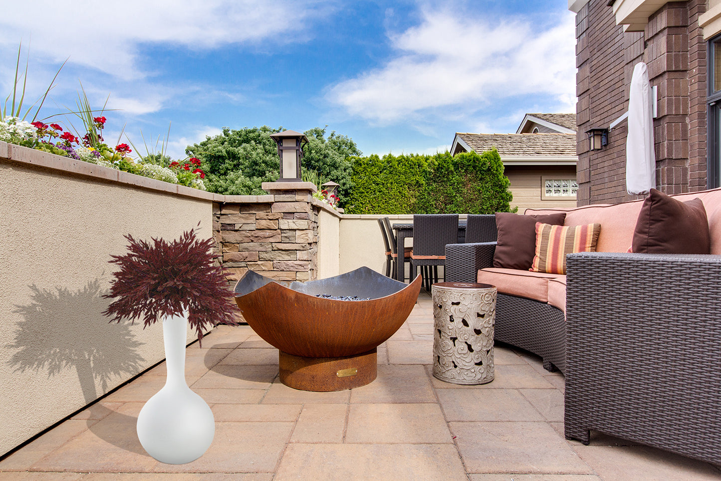Flower Pot Big E27 2 Light, Opal White by Mantra