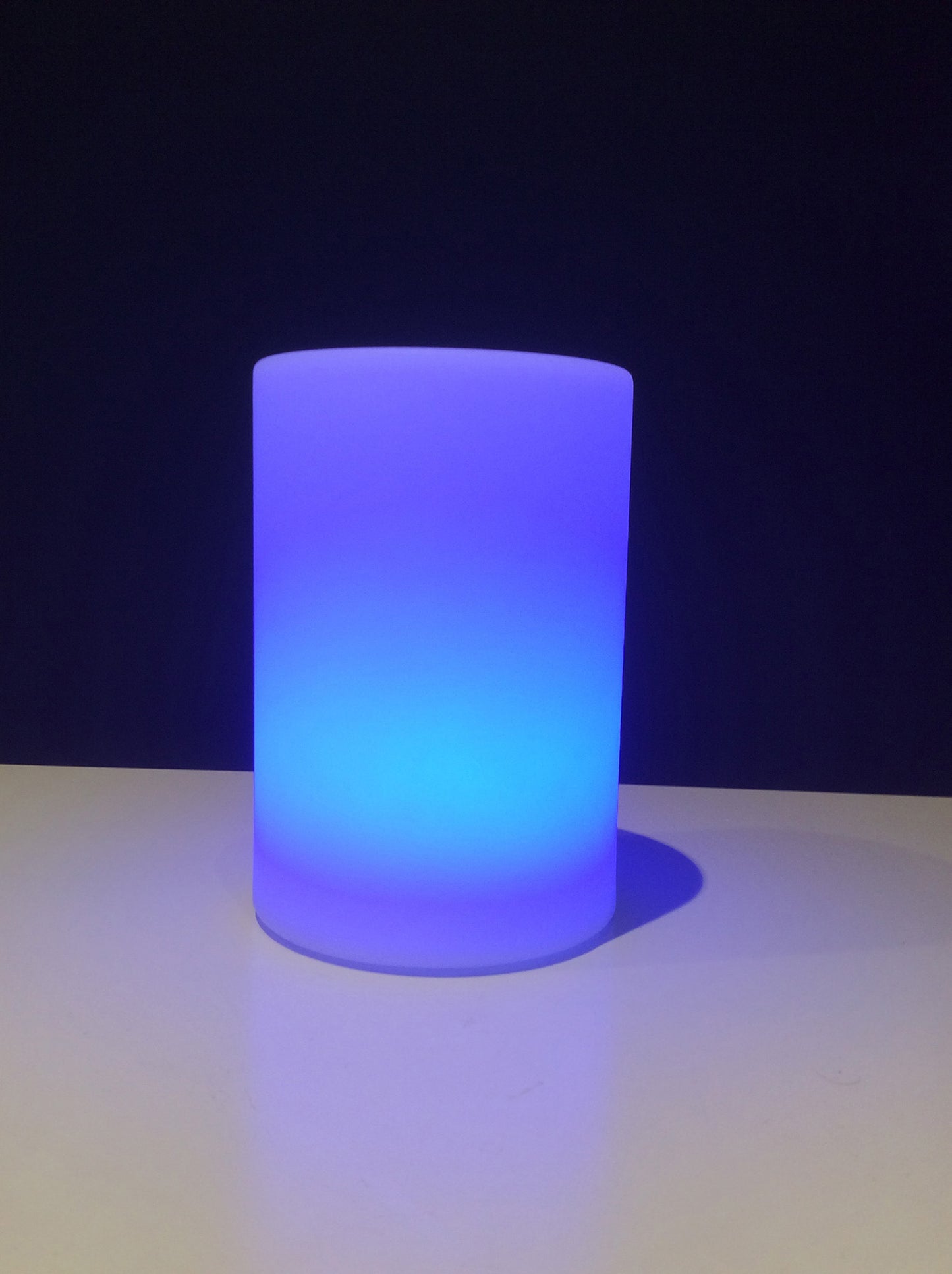 Cylinder Shape Waterproof Battery Operated RGB LED Light. Can be used in swimming pool. 7 colours + white + candle. With remote contol, Opal White by Mantra