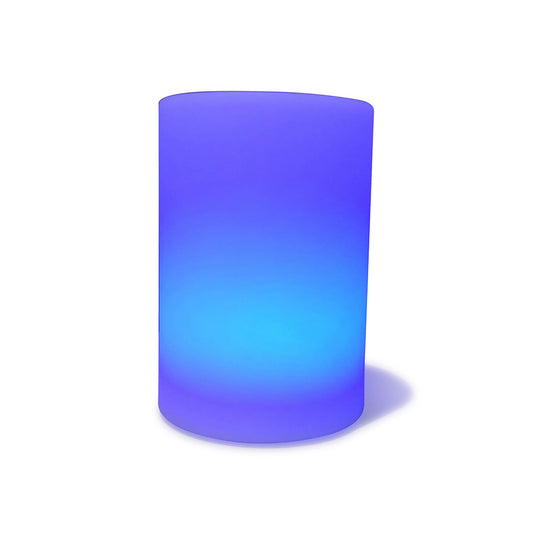 Cylinder Shape Waterproof Battery Operated RGB LED Light. Can be used in swimming pool. 7 colours + white + candle. With remote contol, Opal White by Mantra